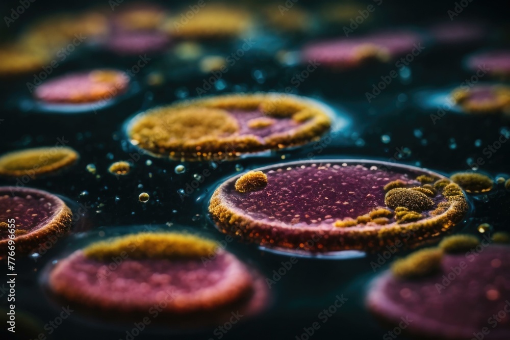 Poster a close up of some red and yellow cells. generative ai.
