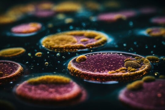 A close up of some red and yellow cells. Generative AI.