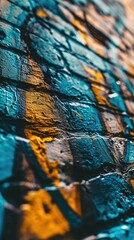 Obraz premium A close up of a brick wall with graffiti on it. Generative AI.