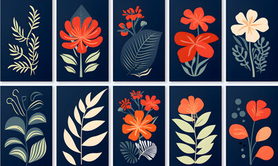 bundle set Abstract tropical leaves elements