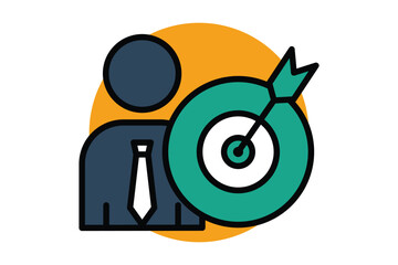 objective icon. people with target. icon related to action plan, business. flat line icon style. business element illustration