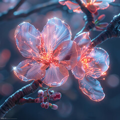 Illuminated Blossoms Digital Artwork