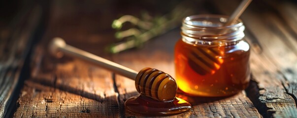 Fresh and delicious natural bee honey - obrazy, fototapety, plakaty
