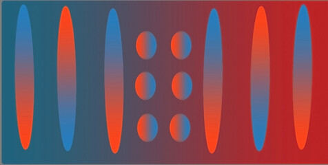 Geometric pattern with blue and red light effects