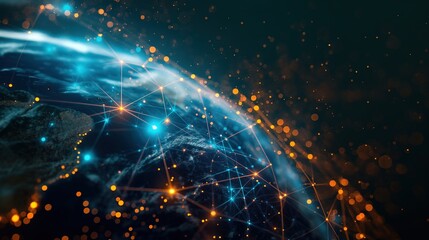 Obraz premium Global Connectivity Digital World Globe