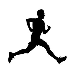 Fototapeta na wymiar Silhouette man athletes on running race on white background. AI Generative