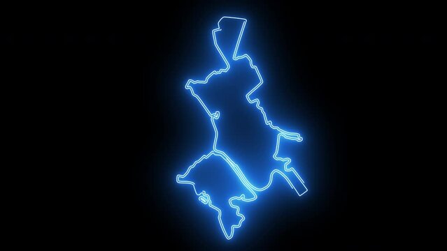 Rockhampton map in australia with glowing neon effect