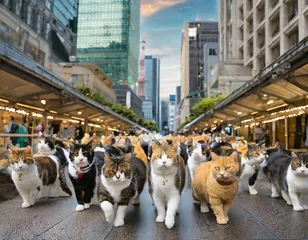 Fotobehang 猫に支配されている街, © J_News_photo