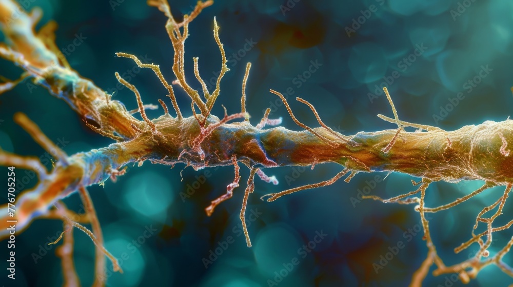 Aufkleber a microscopic image of a root tip with elongated cells and tiny root caps that protect and guide the