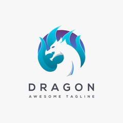 Modern flame fire and dragon logo icon vector template on white background