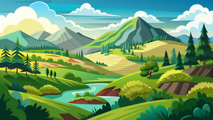valley  ,hilly and seabeach natural scenery