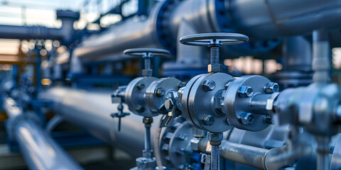 Refinery plant equipment for pump pipe line oil and gas valves at plant pressure safety valve selective, Pipe network at an industrial chemical plant