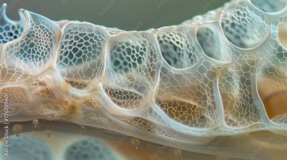 Poster at a higher magnification the translucent shell of a worm egg can be seen in detail. it has a honeyc