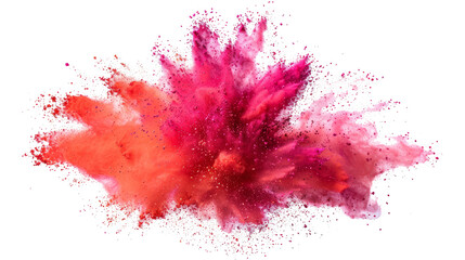 A succinct depiction of a red paint color powder festival explosion, isolated against a transparent background.	 - obrazy, fototapety, plakaty