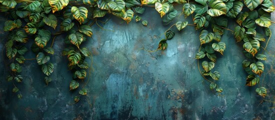 A plant sprouting on a weathered wall - obrazy, fototapety, plakaty