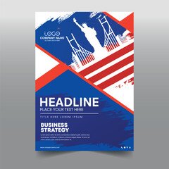 Blue and Red USA Brochure Design