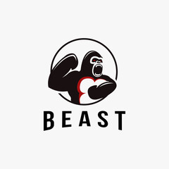 Simple powerful gorilla logo icon vector on white background © DOMHOUZE