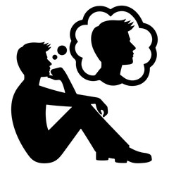 silhouette illustration of person thinking