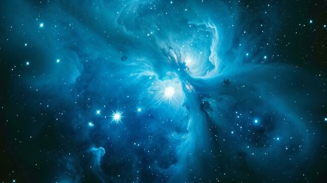 Create an image of a vibrant blue nebula, AI Generative