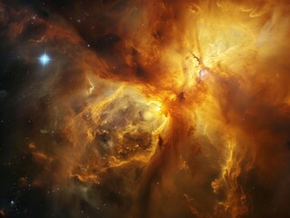 A nebula within a galaxy cluster birthing stars - obrazy, fototapety, plakaty