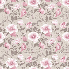 Floral pink color, Beautiful form natural, seamless pattern.