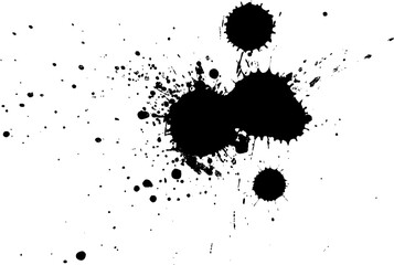 black watercolor painting splash splatter on white background