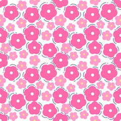 Seamless pattern with hand drawn flower. Background for textile, wrapping paper, fashion, illustration.