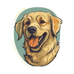 Cute and happy Golden Retriever sticker with transparent background
