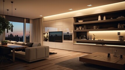 Modern apartment with elegant design comfortable and luxurious no people 