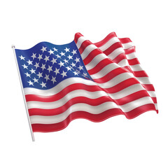 Fototapeta premium Waving American Flag on White Background
