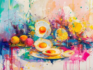 Full English Breakfast in abstract art form
