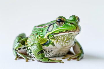 Obraz premium Green frog on the white background