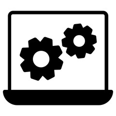 laptop settings icon, simple vector design