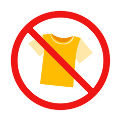 No T-Shirt Sign on White Background
