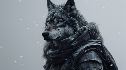 Fierce Lone Wolf Gazing Through Snowy Winter Landscape