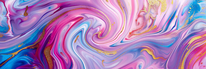 beautiful abstract background with swirling marble patterns in vibrant colors of purple, blue and pink, generative AI