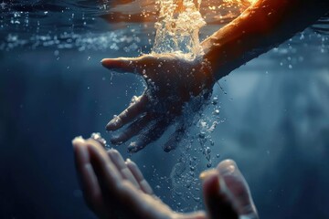 Fototapeta premium Helping hand, the psychological concept of aid and support, symbolizing compassion and empathy, fostering connections and resilience through acts of kindness and assistance.