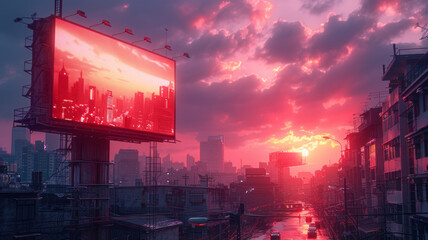 Futuristic billboard, Bright, Daytime, Neon,generative ai