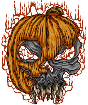 halloween pumpkin skull orange gray clip art preview