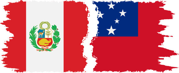 Independent State and Peru grunge flags connection vector
