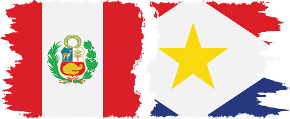 Saba and Peru grunge flags connection vector