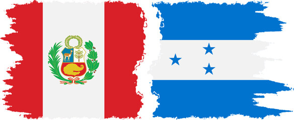 Obraz premium Honduras and Peru grunge flags connection vector