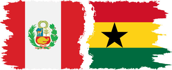 Ghana and Peru grunge flags connection vector