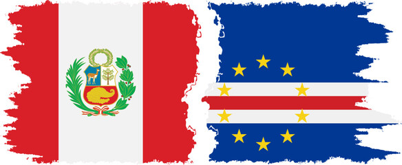 Cape Verde and Peru grunge flags connection vector