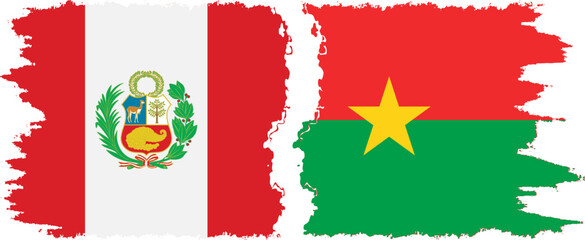 Burkina Faso and Peru grunge flags connection vector