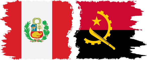 Angola and Peru grunge flags connection vector
