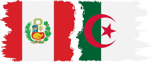 Algeria and Peru grunge flags connection vector