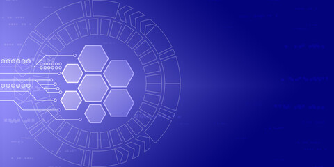 Digital technology concept background. Electronic circuit board symbol style. blue background