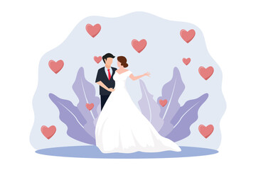 Wedding Party Flat Design Illustration