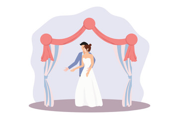 Wedding Party Flat Design Illustration